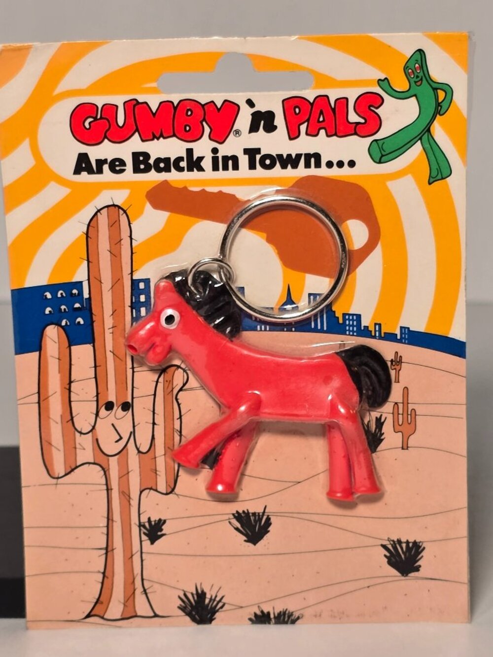 Gumby 'n Pals Are Back In Town - Pokey Vintage Keychain 1983 NIB sealed NEW